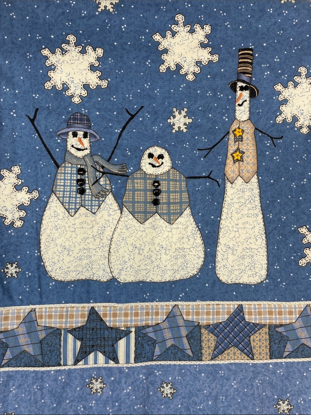Vintage Winter Snowman Patchwork Vest Blue Cream Christmas Holiday Cottagecore - Picture 11 of 12